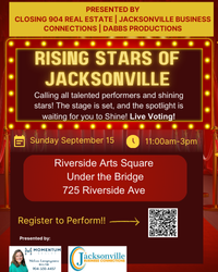 Join Jacksonville Business Connections and enjoy a day watching the up-and-coming stars of Jacksonville showcase their skills and passion for their craft! From musicians to dancers to artists, you'll be amazed by the talent on display. Don't miss out on this opportunity to support and celebrate the rising stars of Jacksonville. Online voting and Winner to receive $100.