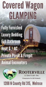 Rooterville Animal Sanctuary Covered Wagon Glamping
