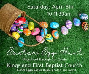 04/08: Family Easter Egg Hunt at Kingsland First Baptist Church