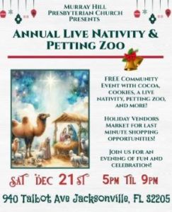 12/21: Murray Hill Presbyterian Church Live Nativity and Petting Zoo