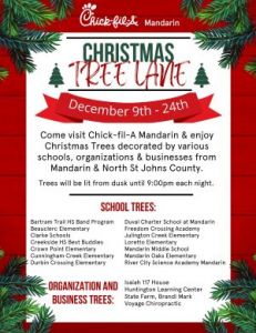 12/09-12/24: Chick-fil-a Mandarin Christmas Tree Lane