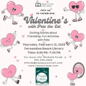 02/13: Nassau County Public Library Valentine Party with Pete the Cat