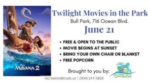 06/21: Atlantic Beach Twilight Movies in the Park- Moana 2