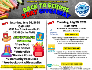07/26: Northside Community Involvement Inc. Back To School 2 Day Giveaway