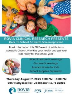 08/07: His Army Apostolic Church and Rovia Clinical Research Back to School Event