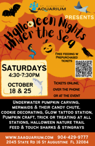 10/28 & 10/25: St. Augustine Aquarium Halloween Under the Sea