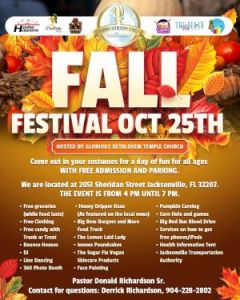 10/25: Glorious Bethlehem Temple Annual Fall Festival