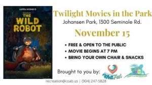 11/15: Atlantic Beach Twilight Movies in the Park- The Wild Robot