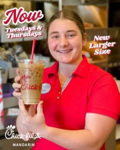 11/1-11/30: Chick-fil-A Mandarin FREE Vanilla Iced Coffee Deal