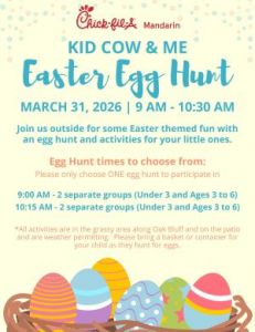 03/31: Chick-fil-A Mandarin Kid Cow and Me Easter Egg Hunt