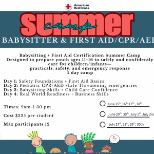 Babysitter & First Aid Certification Summer Camp