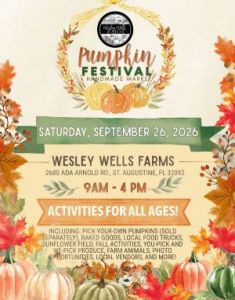 09/26: Wesley Wells Farms Pumpkin Festival and Handmade Market